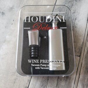 NWT - Houdini Deluxe Wine Preserver Vacuum Pump & Stopper with Vacuum Gauge